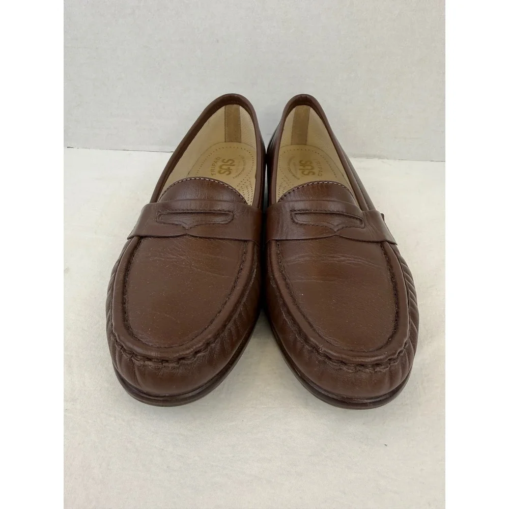 SAS Womens Penny Loafers Brown Leather Tripad Comfort Shoes 8.5 M‎ Made in USA